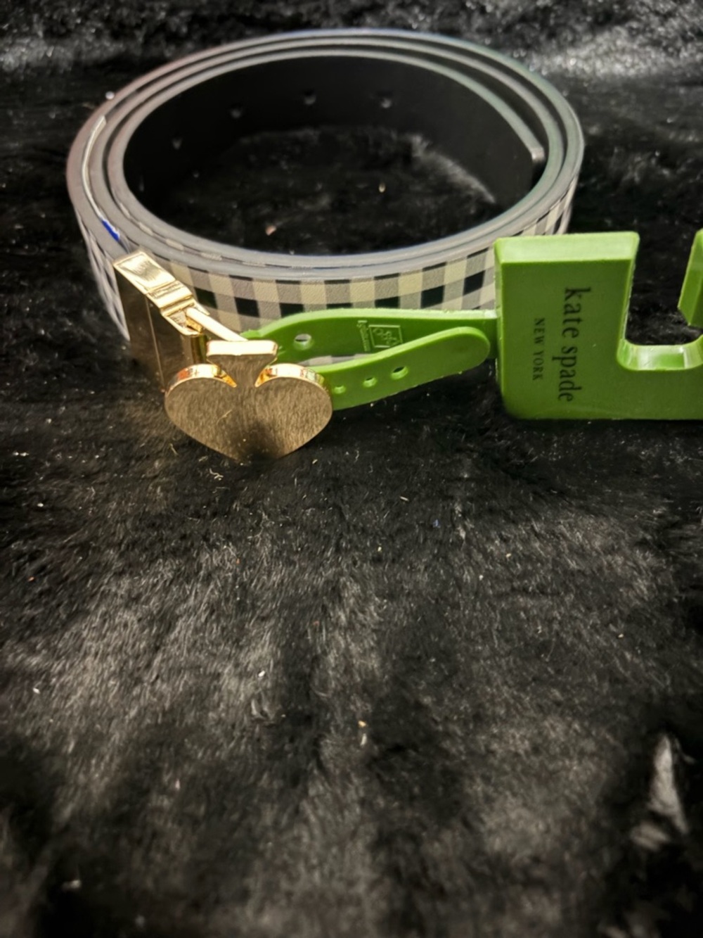 Kate Spade black and white plaid belt NWT size M